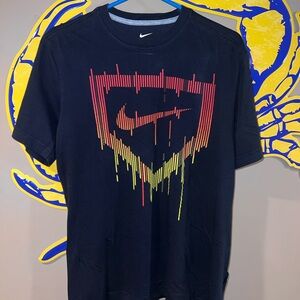 Nike Black Tee with Red and Yellow Graphic